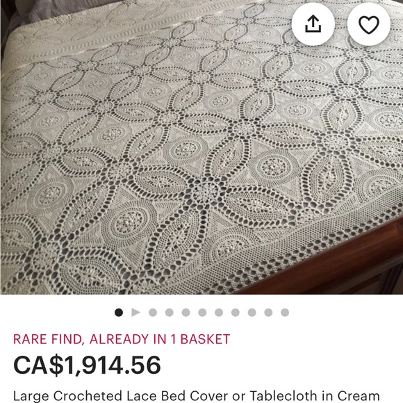 Vintage Large crochet Bed Cover or Tablecloth - Picture 3 of 3